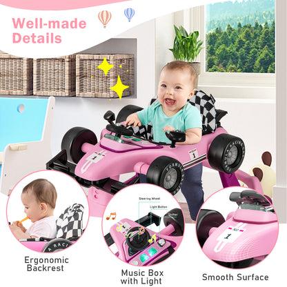 4-in-1 Foldable Activity Car Walker with Adjustable Height and Speed-Purple