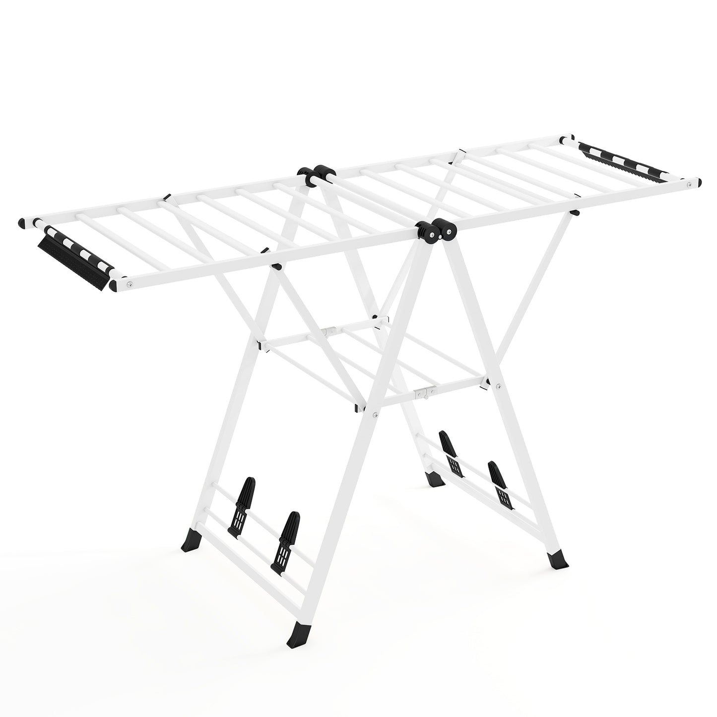 160cm Clothes Drying Rack Foldable Metal Laundry Drying Rack with 18 Drying Rails-White