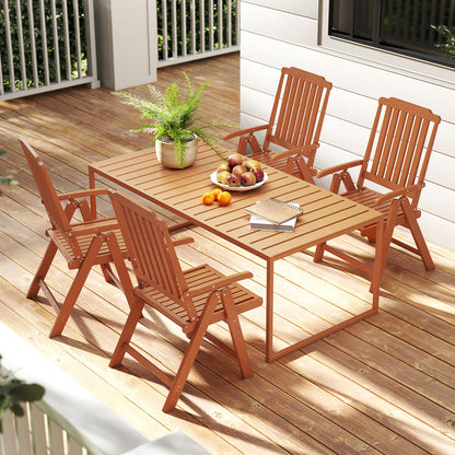 Foldable Patio All-Weather HDPE Outdoor Dining Chair with Armrest-Brown