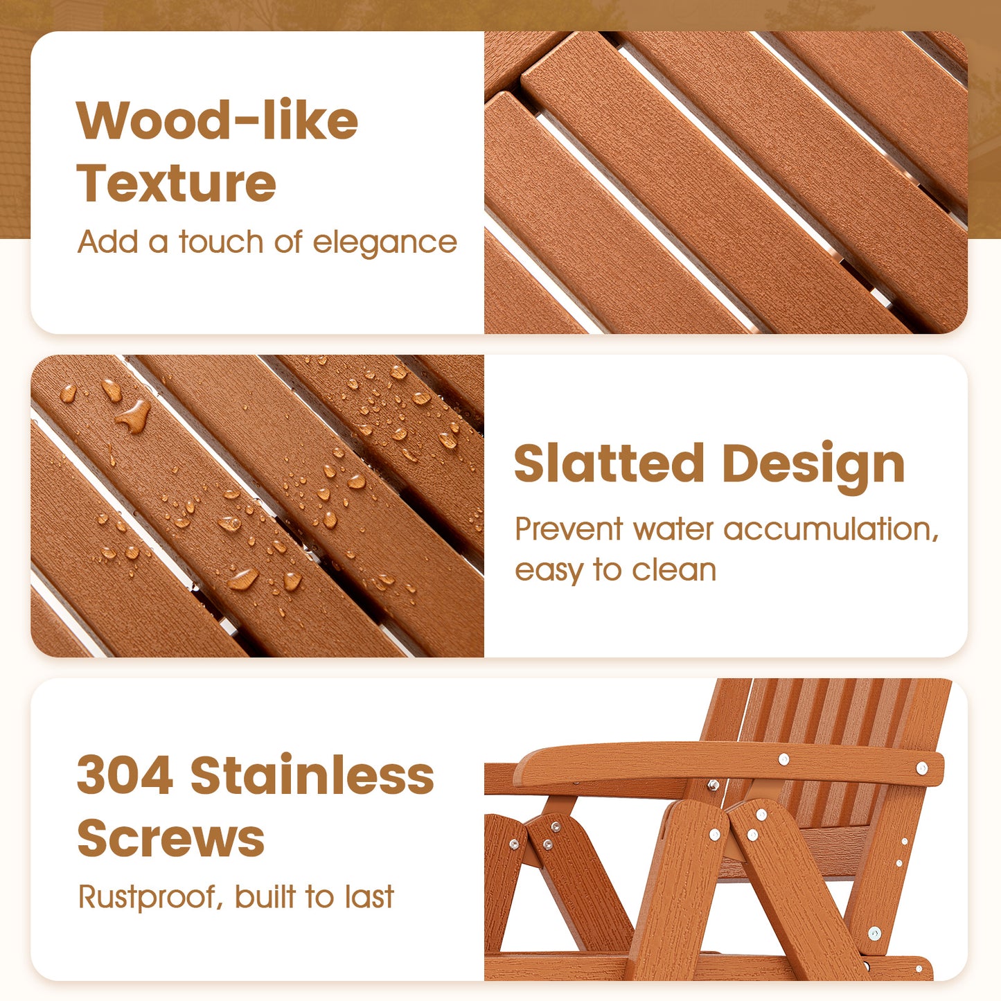 Foldable Patio All-Weather HDPE Outdoor Dining Chair with Armrest-Brown