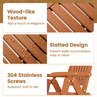 Foldable Patio All-Weather HDPE Outdoor Dining Chair with Armrest-Brown