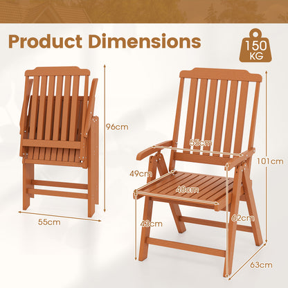 Foldable Patio All-Weather HDPE Outdoor Dining Chair with Armrest-Brown