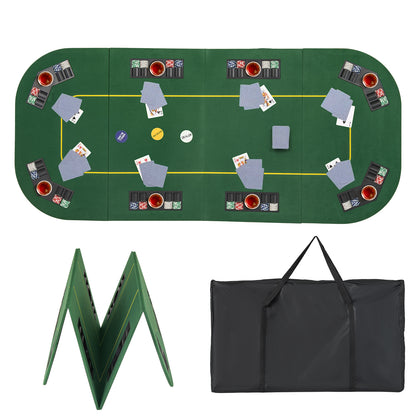 201 x 90 CM 8-Player Foldable Poker Table Top Texas Hold'em Poker Card Tabletop Layout-Green