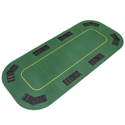 201 x 90 CM 8-Player Foldable Poker Table Top Texas Hold'em Poker Card Tabletop Layout-Green