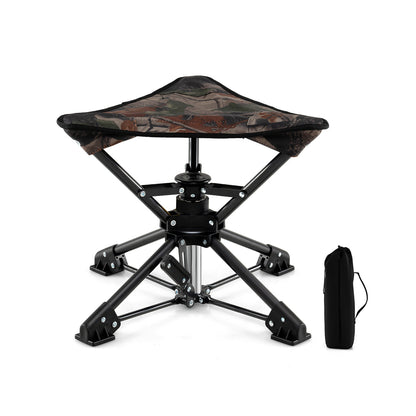 Folding Camping Stool 360° Swivel Hunting Chair with Anti-Sink Feet-Camouflage