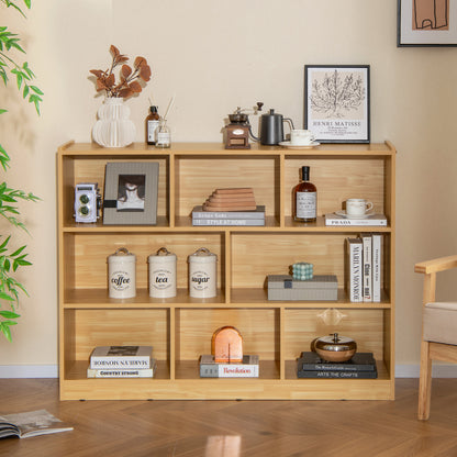 Freestanding 3-tier Open Bookshelf Modern 8-Cube Storage Display Shelving-Yellow