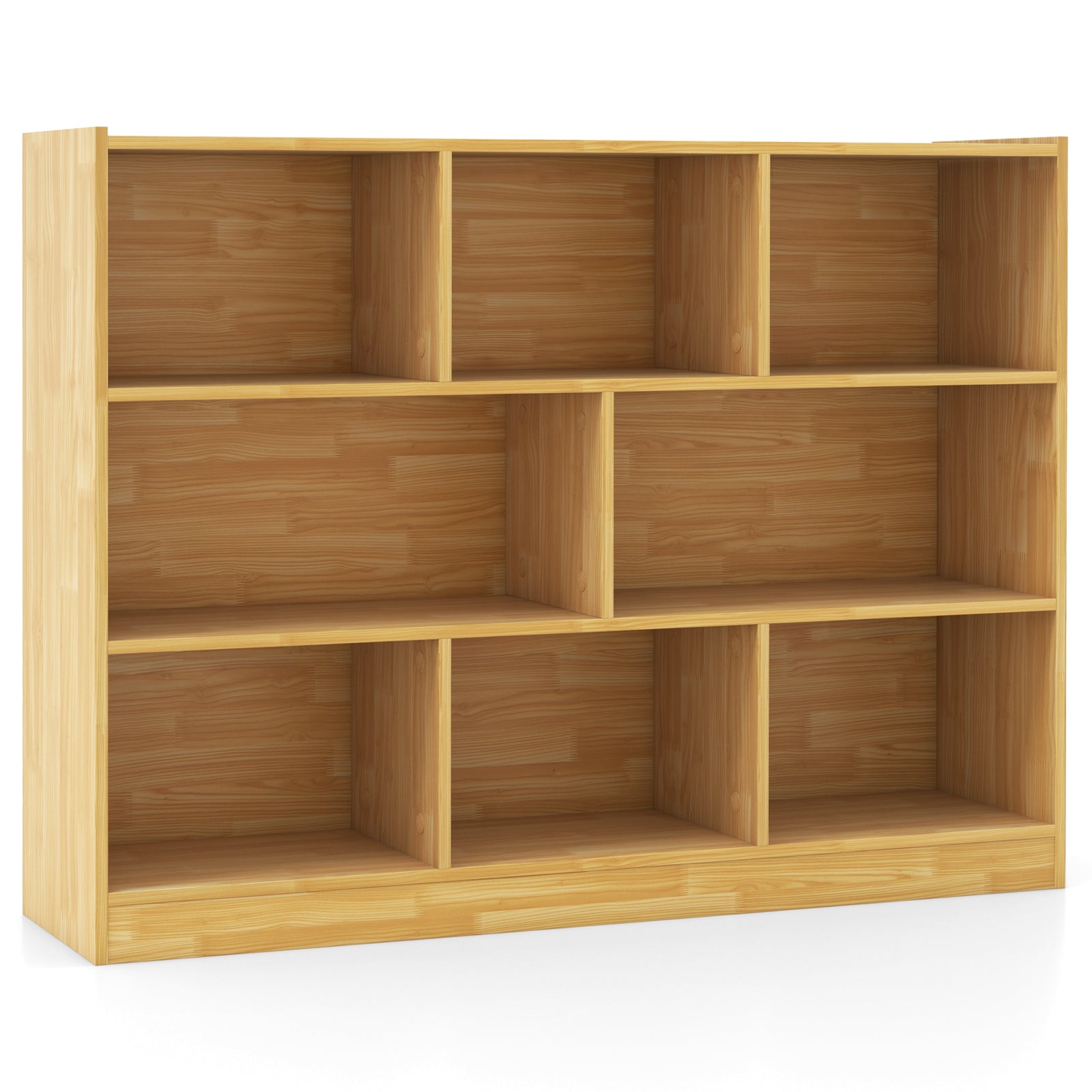 Freestanding 3-tier Open Bookshelf Modern 8-Cube Storage Display Shelving-Yellow