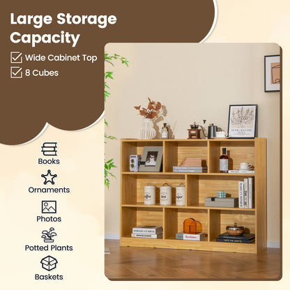 Freestanding 3-tier Open Bookshelf Modern 8-Cube Storage Display Shelving-Yellow