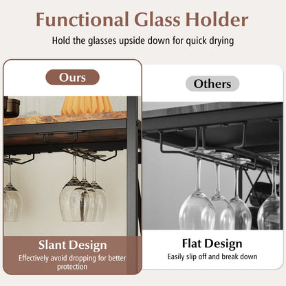21 Bottle Wine Rack Freestanding Floor Wine Bottle Organizer-Rustic Brown