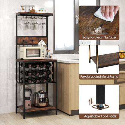Freestanding Wine Rack Bar Cabinet with Wine Bottle Holders-Rustic Brown