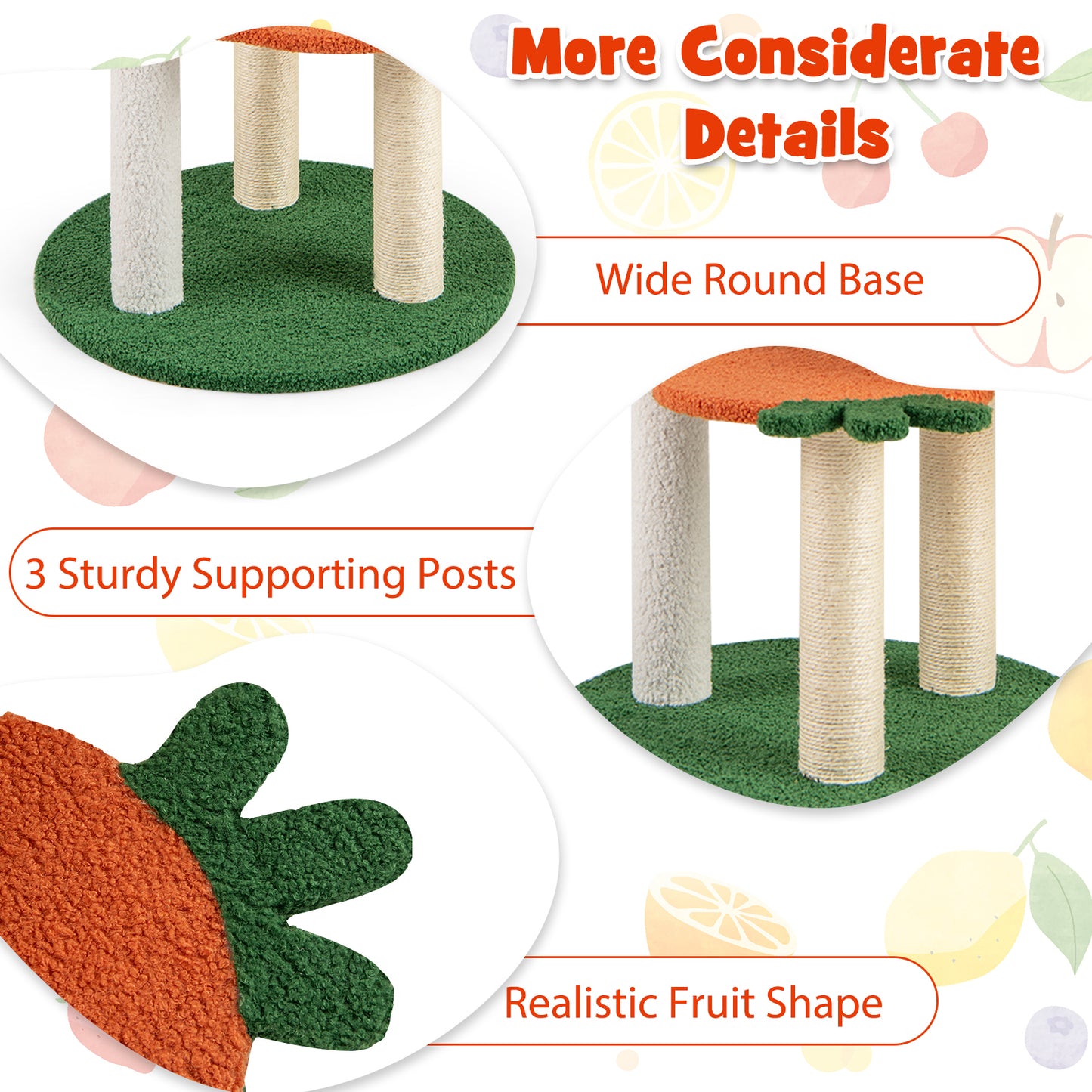Fruit Style Cat Tree Multi-level Cat Tower with Padded Top Perch-Colourful