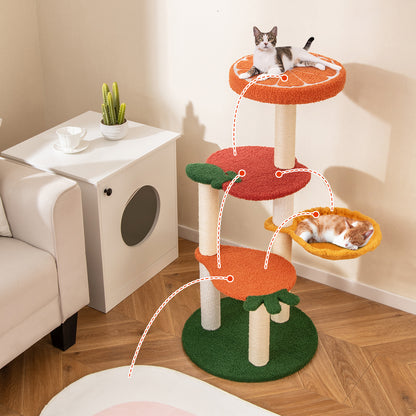 Fruit Style Cat Tree Multi-level Cat Tower with Padded Top Perch-Colourful