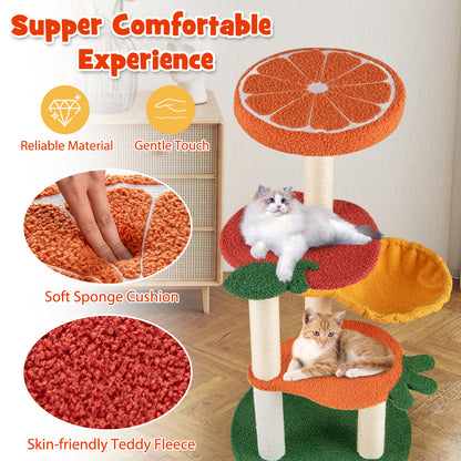 Fruit Style Cat Tree Multi-level Cat Tower with Padded Top Perch-Colourful