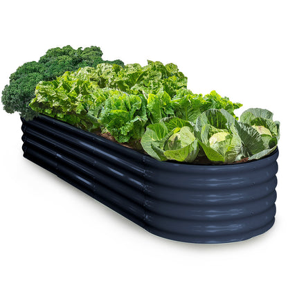 240 x 0.8m Raised Metal Garden Bed, Corrugated Steel, Dark Grey