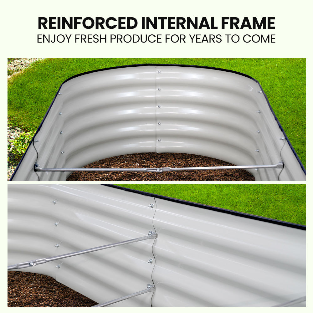 240 x 0.8m Raised Metal Garden Bed, Corrugated Steel, Dark Grey