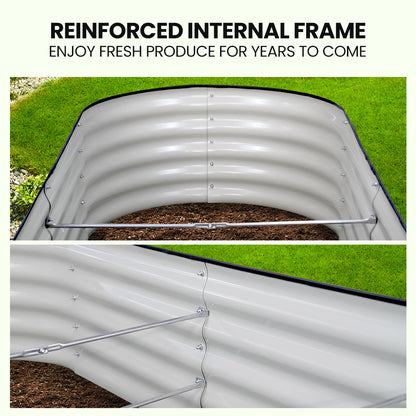 240 x 0.8m Raised Metal Garden Bed, Corrugated Steel, Dark Grey