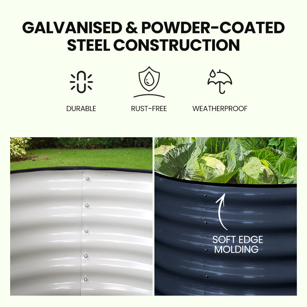 240 x 0.8m Raised Metal Garden Bed, Corrugated Steel, Dark Grey