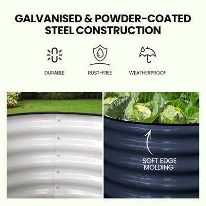 240 x 0.8m Raised Metal Garden Bed, Corrugated Steel, Dark Grey