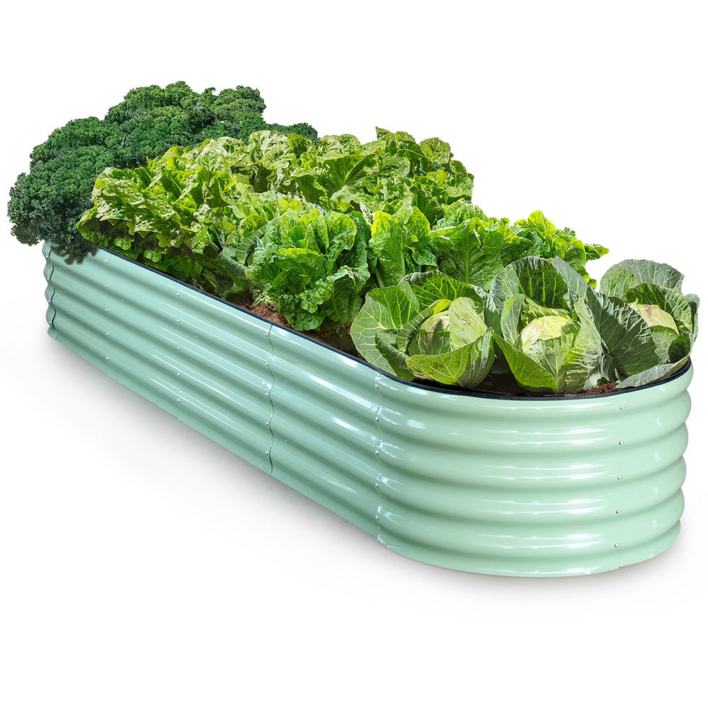 320 x 0.8m Raised Garden Bed, Corrugated Steel, Light Green, Easy Assembly