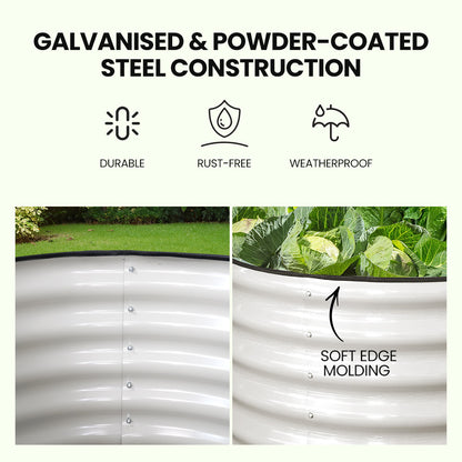 Oval Corrugated Metal Raised Garden Bed 1.6 x 0.8 x 0.42m, Light Grey