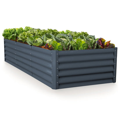 Rectangular 2.4 x 0.9m Corrugated Metal Raised Garden Bed with Ground Stakes