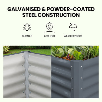 Rectangular 2.4 x 0.9m Corrugated Metal Raised Garden Bed with Ground Stakes