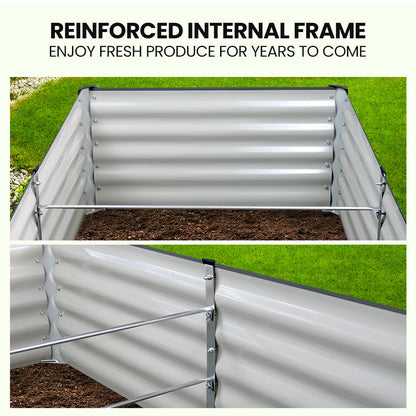Rectangular 2.4 x 0.9m Corrugated Metal Raised Garden Bed with Ground Stakes