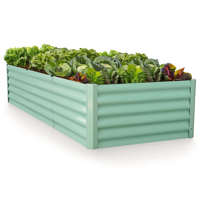 240 x 90cm Rectangular Raised Garden Bed, Corrugated Metal with Stakes
