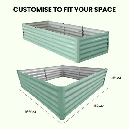 240 x 90cm Rectangular Raised Garden Bed, Corrugated Metal with Stakes