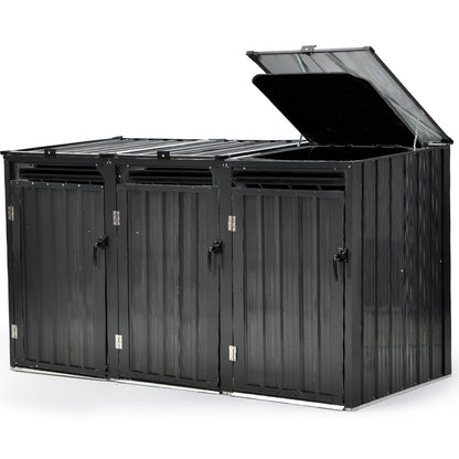 Triple Steel Wheelie Bin Storage Shed with 3 Doors - Fits 240L Bins (1.2m)