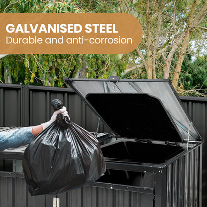 Triple Steel Wheelie Bin Storage Shed with 3 Doors - Fits 240L Bins (1.2m)