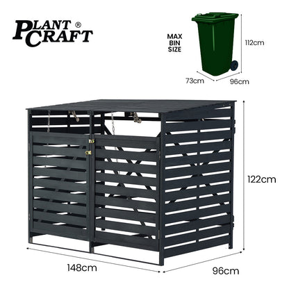 Wooden Wheelie Bin Shed - 2.4m Bin Storage with Auto-Opening Design