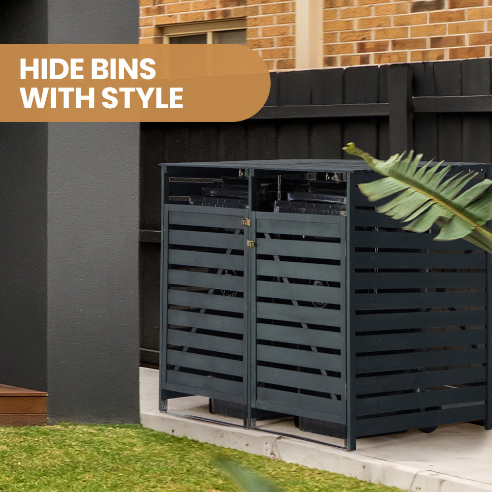 Wooden Wheelie Bin Shed - 2.4m Bin Storage with Auto-Opening Design