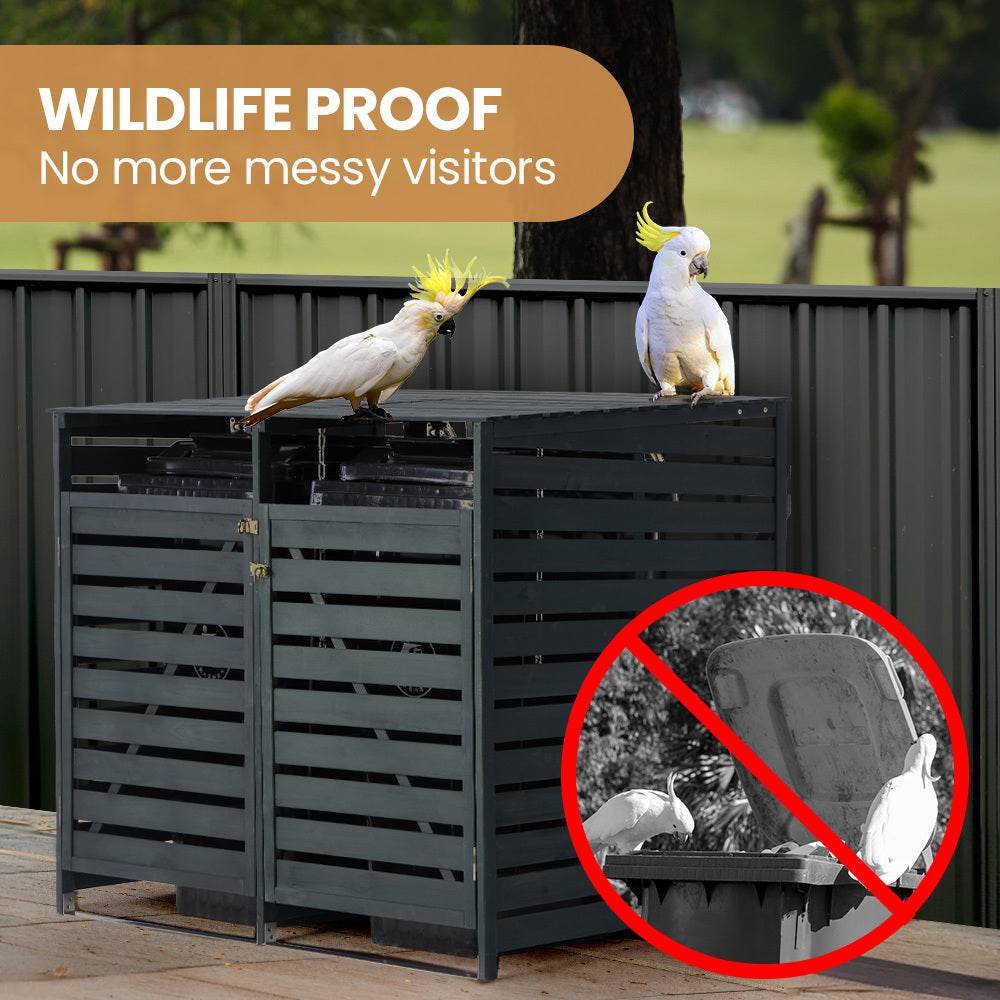 Wooden Wheelie Bin Shed - 2.4m Bin Storage with Auto-Opening Design