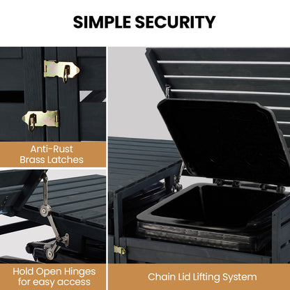 Wooden Wheelie Bin Shed - 2.4m Bin Storage with Auto-Opening Design