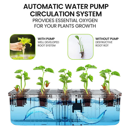 12 Pod Hydroponic Indoor Garden System with Bamboo Frame & LED Lights