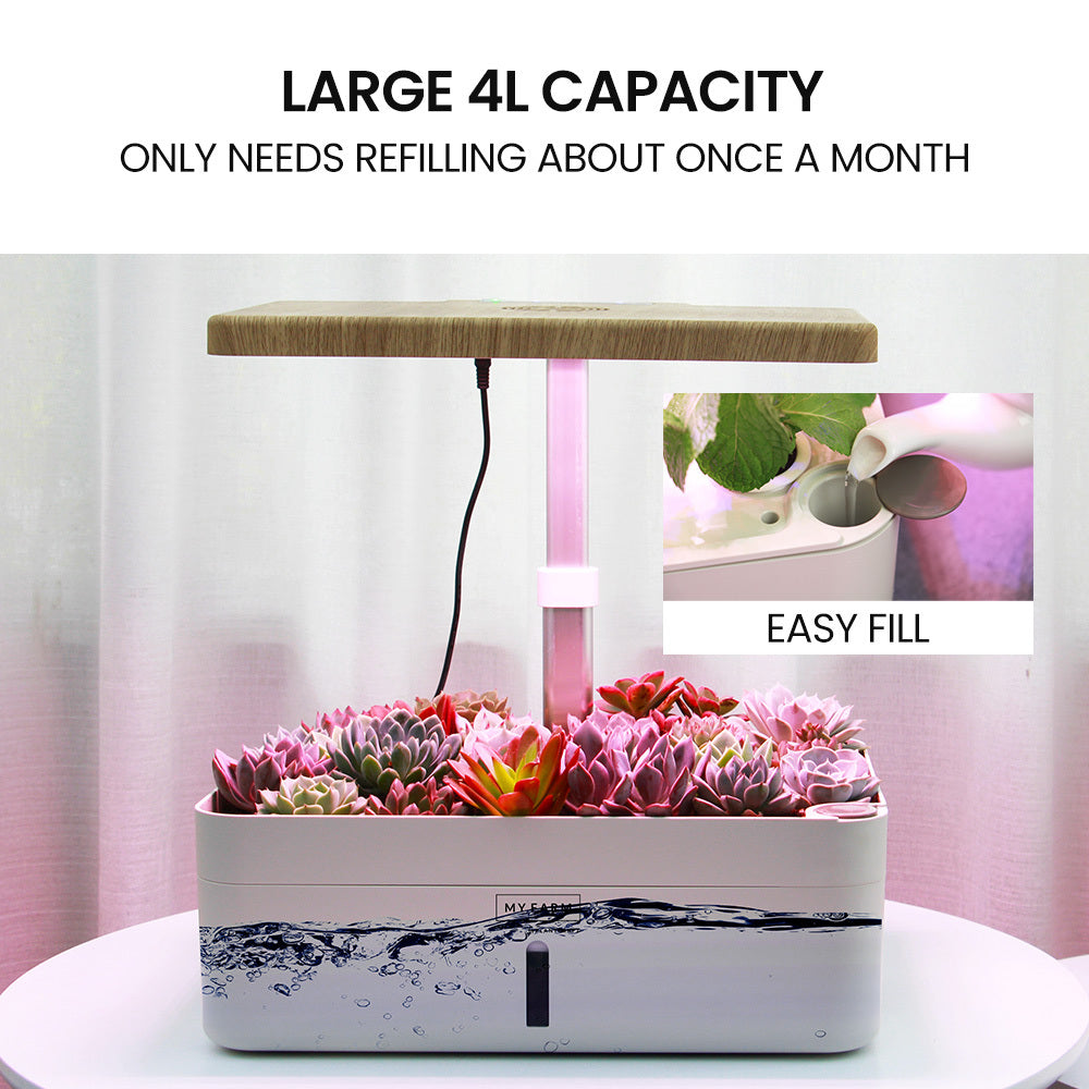 12-Pod Indoor Hydroponic System with LED Lights & Pump, Water Level Window