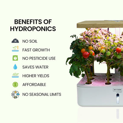 12-Pod Indoor Hydroponic System with LED Lights & Pump, Water Level Window
