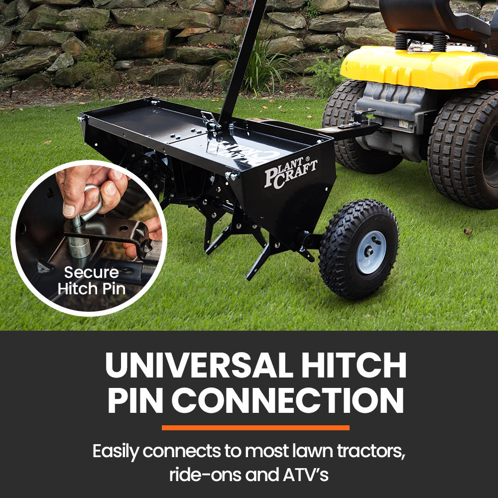 Tow Behind Lawn Aerator with 1m Width, Universal Hitch, Removable Blades