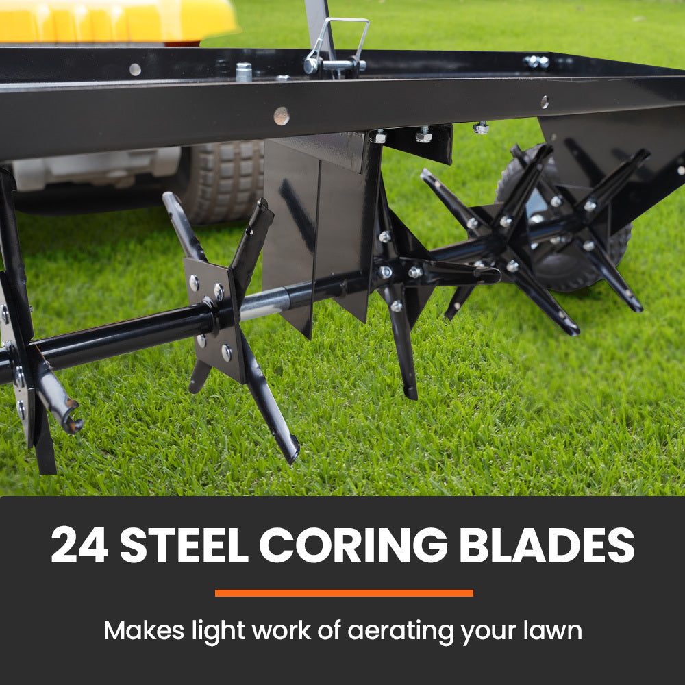 Tow Behind Lawn Aerator with 1m Width, Universal Hitch, Removable Blades