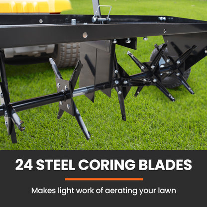 Tow Behind Lawn Aerator with 1m Width, Universal Hitch, Removable Blades