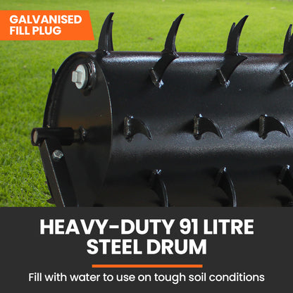 Tow-Behind Lawn Roller Spike Aerator, 0.92m Wide for Mowers & Tractors