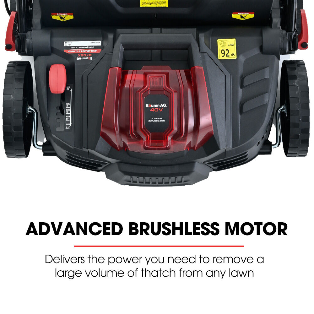 40V Cordless Lawn Scarifier & Aerator with 370mm Path, Brushless Motor