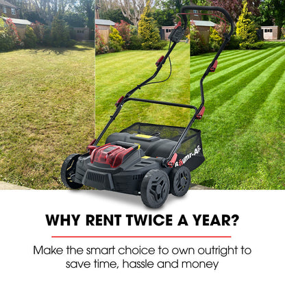 40V Cordless Lawn Scarifier & Aerator with 370mm Path, Brushless Motor
