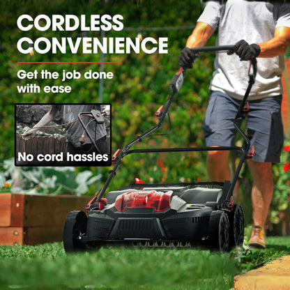 40V Cordless Lawn Scarifier & Aerator with 370mm Path, Brushless Motor