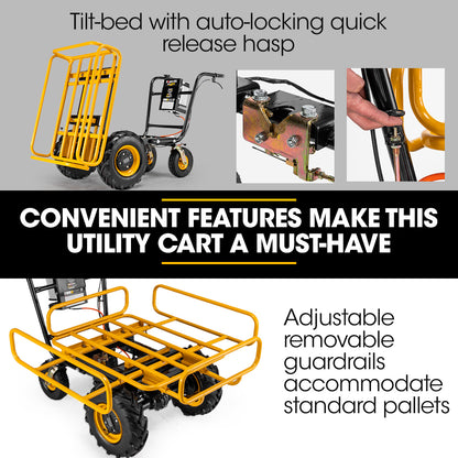 40V Battery Utility Cart, 300kg Load Capacity, 0.4m Front Tyres, Robust Build