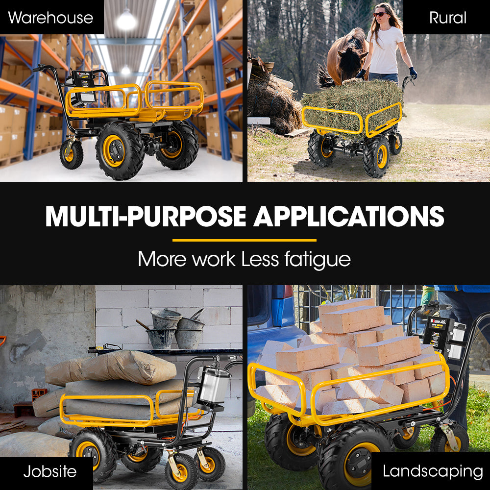 40V Battery Utility Cart, 300kg Load Capacity, 0.4m Front Tyres, Robust Build