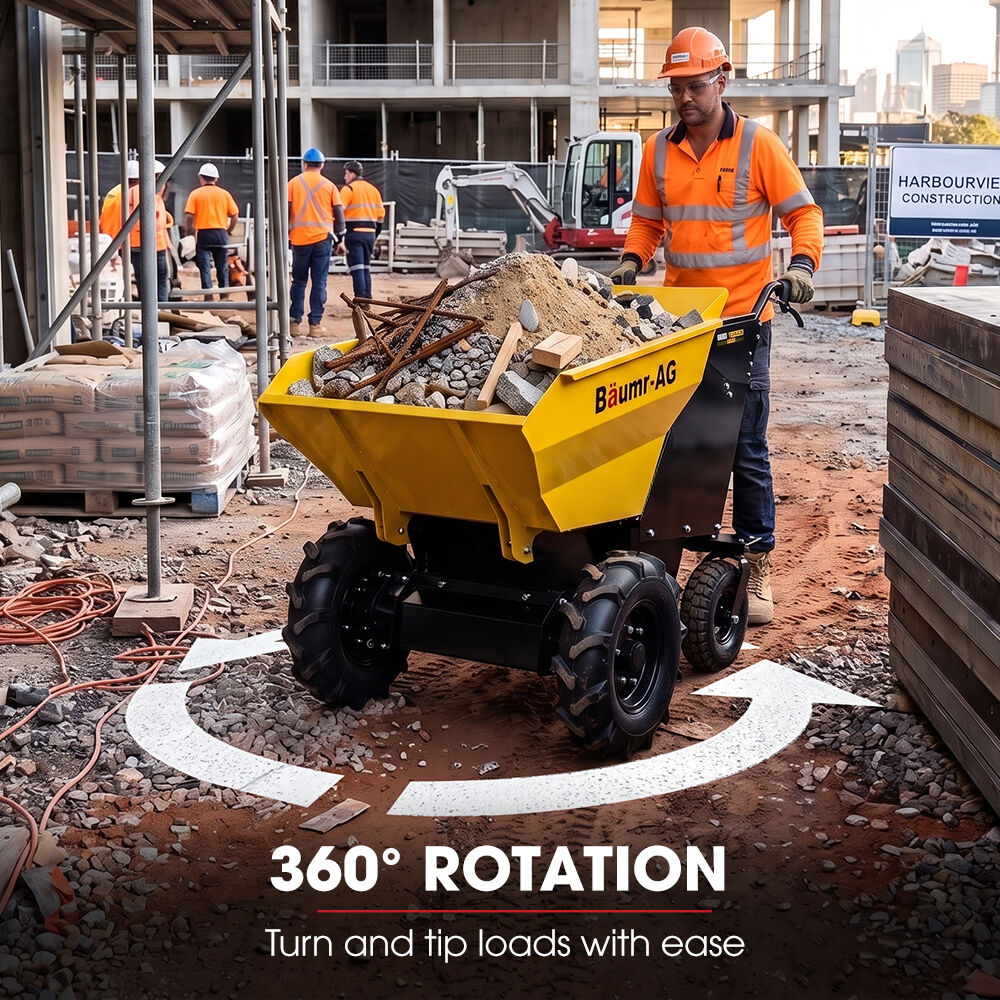 300kg / 110L Electric Wheelbarrow, Motorised Tipping Action, 48V 20Ah Battery Powered Mini Dumper