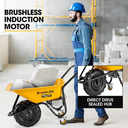 40V Electric Wheelbarrow, 0.8m³ Capacity, 260kg Load, Brushless Motor