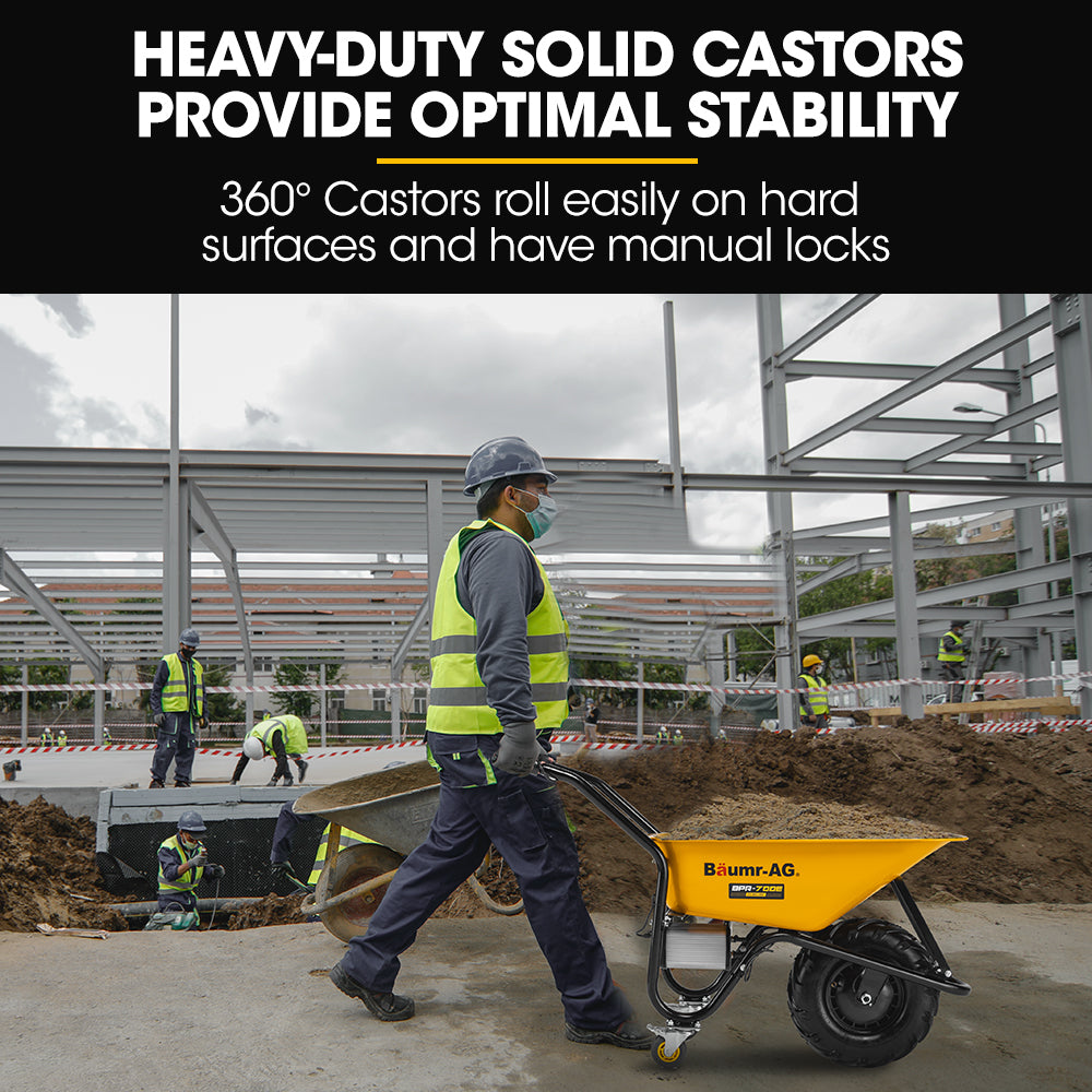40V Electric Wheelbarrow, 0.8m³ Capacity, 260kg Load, Brushless Motor